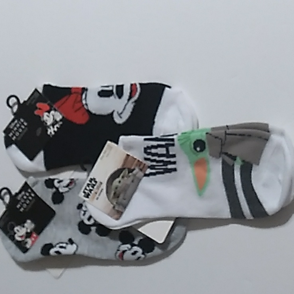 3 Pair Disney No Show Socks--Mickey, Minnie and Baby Yoda